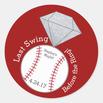 Baseball Bachelorette Sticker- Last Swing Classic Round Sticker by AestheticJourneys at Zazzle