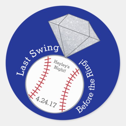 Baseball Bachelorette Sticker_ Last Swing Classic Round Sticker