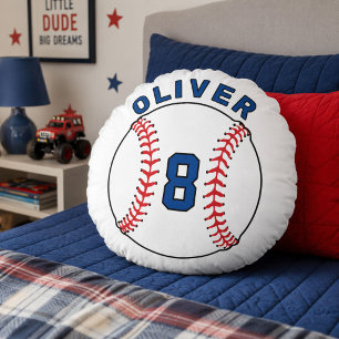 Baseball Ball Age Kids Birthday Sports Gift  Round Pillow