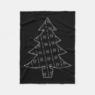 Baseball Ball And Bat Collage Sports Christmas Tre Fleece Blanket