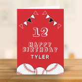 Baseball Flag Birthday, Red, White, Blue Card | Zazzle