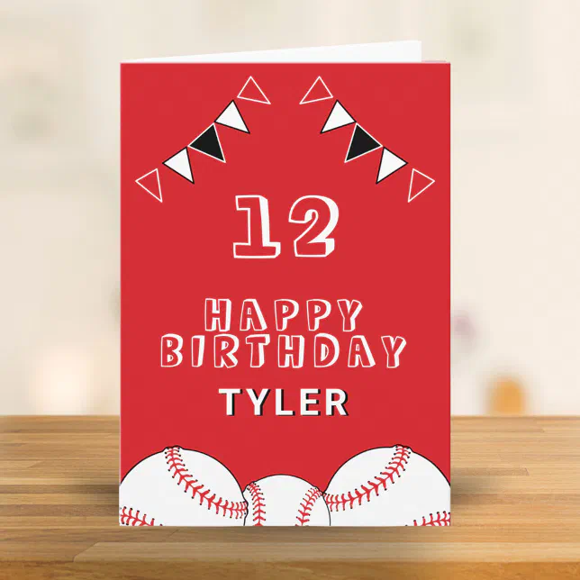 Baseball Ball and Flags Sports Kids Birthday Card | Zazzle