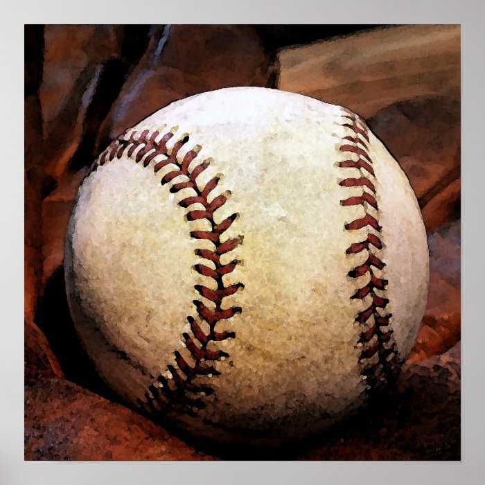 Baseball Ball Artwork Poster   Square Posters