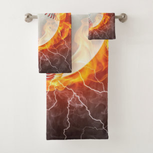 Baseball ball bath towel set