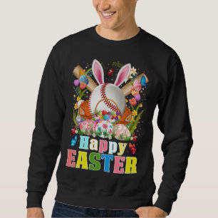 Baseball Ball & Bats Bunny Ears Easter Day Boys Ki Sweatshirt