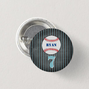Baseball Ball Birthday Personalized Kids Party Button