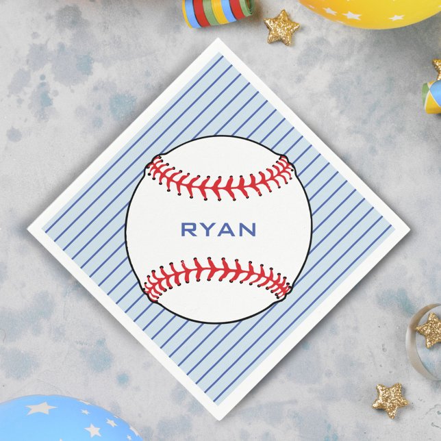 Baseball Ball Birthday Personalized Kids Party Napkins (Creator Uploaded)