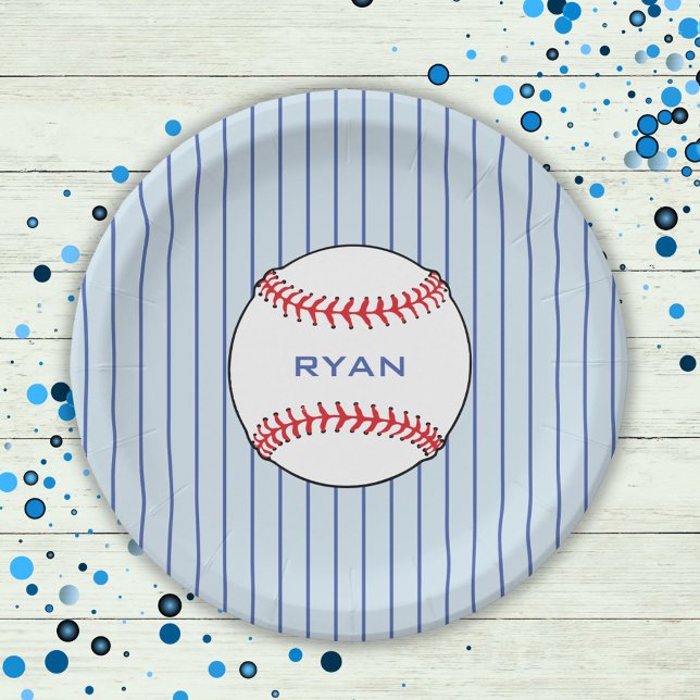 Baseball Ball Birthday Personalized Kids Party Paper Plates (Creator Uploaded)