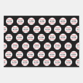 Baseball Ball Black Pattern Kids Name  Wrapping Paper Sheets (Front)