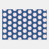 Baseball Ball Blue Pattern Kids Name Wrapping Paper Sheets (Front 3)