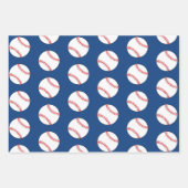 Baseball Ball Blue Pattern Kids Name Wrapping Paper Sheets (Front 2)
