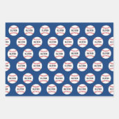Baseball Ball Blue Pattern Kids Name Wrapping Paper Sheets (Front)