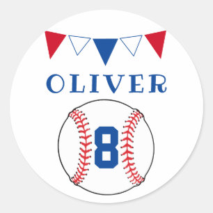 Baseball Ball Bunting Flags Kids Birthday Classic Round Sticker