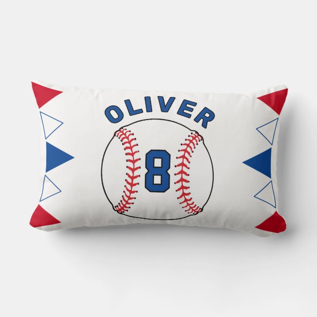Baseball Ball Bunting Flags Kids Birthday  Lumbar Pillow (Back)