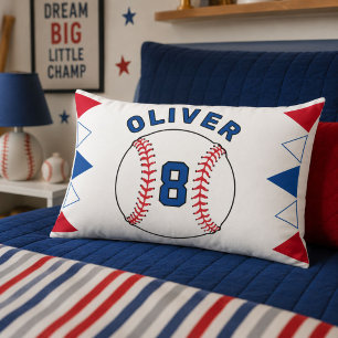 Baseball Ball Bunting Flags Kids Birthday  Lumbar Pillow