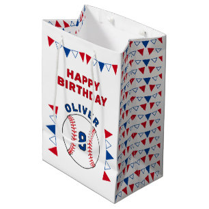 Baseball Ball Bunting Flags Kids Birthday Medium Gift Bag