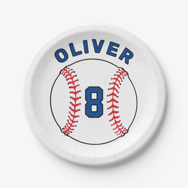 Baseball Ball Bunting Flags Kids Birthday  Paper Plates (Front)