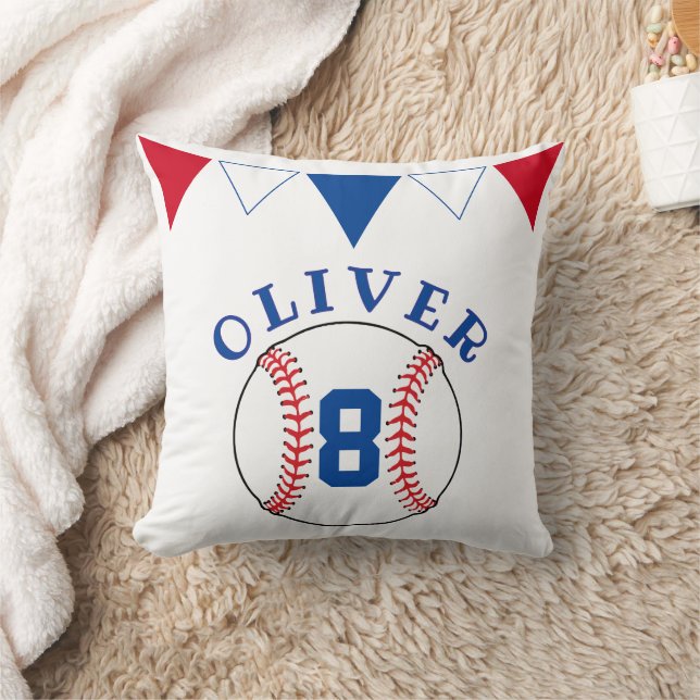 Baseball Ball Bunting Flags Kids Birthday  Throw Pillow (Blanket)