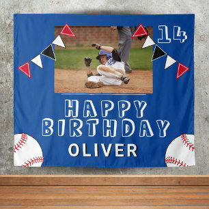 Baseball Ball Bunting Flags Photo Birthday Party  Tapestry