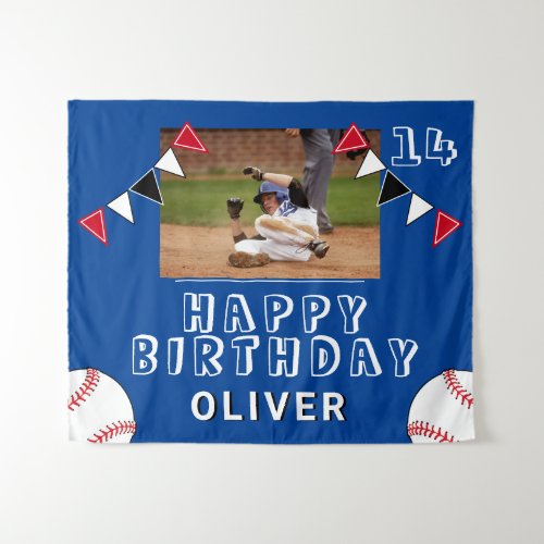 Baseball Ball Bunting Flags Photo Birthday Party  Tapestry