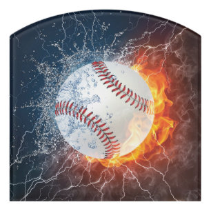 Baseball ball door sign