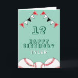 Baseball Ball Flags Sports Kids Birthday Card<br><div class="desc">Baseball Ball Bunting Flags Sports Kids Birthday Card. The design has baseball balls and birthday party bunting flags in red,  green and white colors. Add your name,  age and text and make your own birthday card. Great for boys and girls who love baseball.</div>