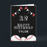 Baseball Ball Flags Sports Kids Birthday Card<br><div class="desc">Baseball Ball Bunting Flags Sports Kids Birthday Card. The design has baseball balls and birthday party bunting flags in red,  black and white colors. Add your name,  age and text and make your own birthday card. Great for boys and girls who love baseball.</div>