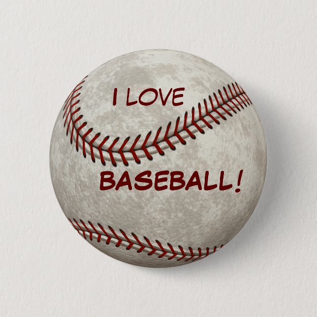 Baseball Ball Game "I Love BASEBALL!" Sports Button (Front)