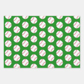 Baseball Ball Green Pattern Kids Name Wrapping Paper Sheets (Front 3)