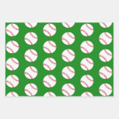 Baseball Ball Green Pattern Kids Name Wrapping Paper Sheets (Front 2)