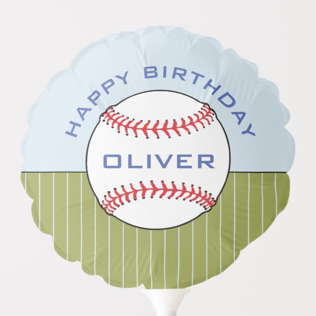 Baseball Ball Happy Birthday Boy Name Balloon (Front)