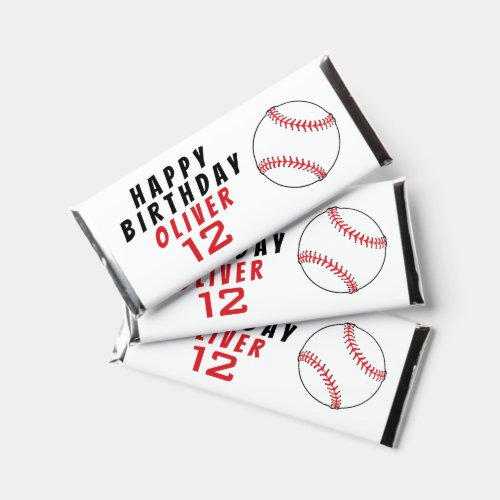 Baseball Ball Happy Birthday KIds Name Age Hershey Bar Favors