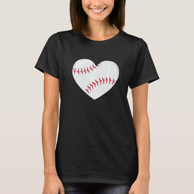 Baseball Ball Heart Valentine's Day For Baseball T-Shirt (Front)