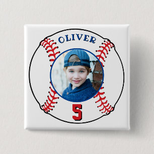 Baseball Ball Kids Birthday Photo Button