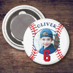 Baseball Ball Kids Birthday Photo Magnet<br><div class="desc">Baseball Ball Kids Birthday Photo magnet. Baseball birthday magnet with a custom photo. Add your photo and name.</div>