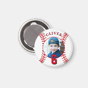Baseball Ball Kids Birthday Photo Magnet