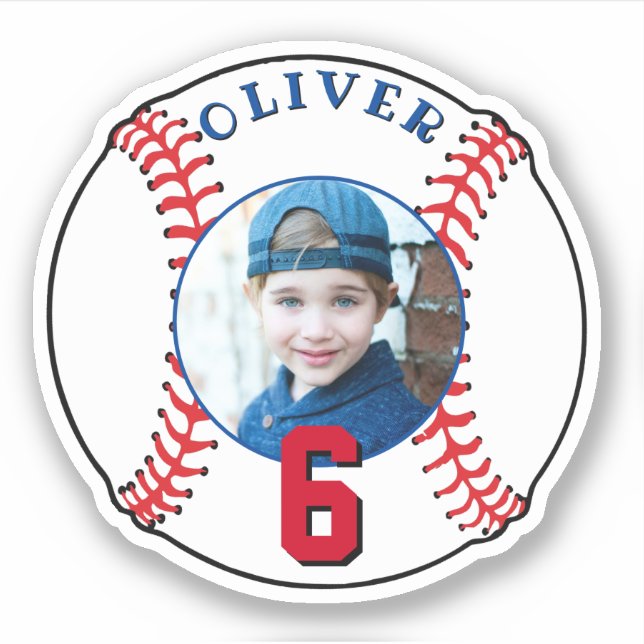 Baseball Ball Kids Birthday Photo Sticker (Front)
