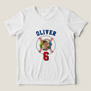 Baseball Ball Kids Birthday Photo Tri-Blend Shirt