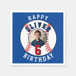 Baseball Ball Kids Photo Birthday Party Napkins