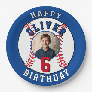 Baseball Ball Kids Photo Birthday Party Paper Plates