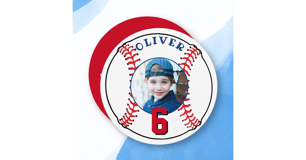 Baseball Ball Kids Sports Birthday Photo Card | Zazzle