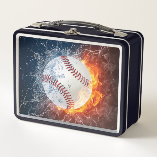 Baseball ball metal lunch box