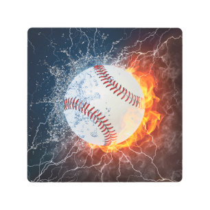 Baseball ball metal print