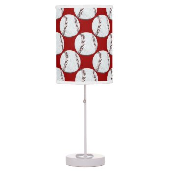 Baseball Ball On Red Background Table Lamp by hutsul at Zazzle