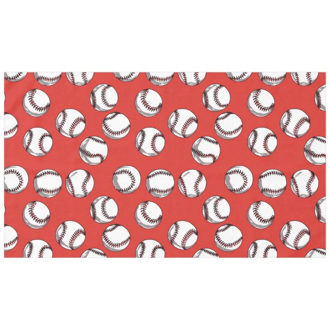 Baseball ball on red background tablecloth (Front (Horizontal))