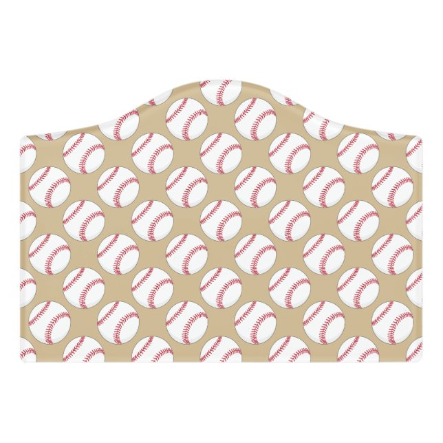 Baseball Ball Pattern Door Sign (Small Crest Front)
