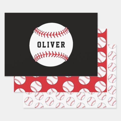 Baseball Ball Pattern Kids Name Birthday Wrapping Paper Sheets - Baseball Ball Pattern Kids Name Birthday Wrapping Paper Sheets. Personalize with your name or erase the text.