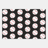 Baseball Ball Pattern Kids Name Birthday Wrapping Paper Sheets (Front 2)