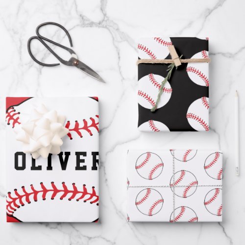 Baseball Ball Pattern Kids Name Birthday Wrapping Paper Sheets - Baseball Ball Pattern Kids Name Birthday Wrapping Paper Sheets. Personalize with your name or erase the text.