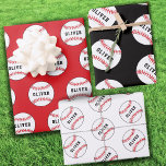 Baseball Ball Pattern Kids Name Birthday Wrapping  Wrapping Paper Sheets<br><div class="desc">Baseball Ball Pattern Kids Name Birthday Wrapping Paper Sheets. Personalize with your name or erase the text.</div>